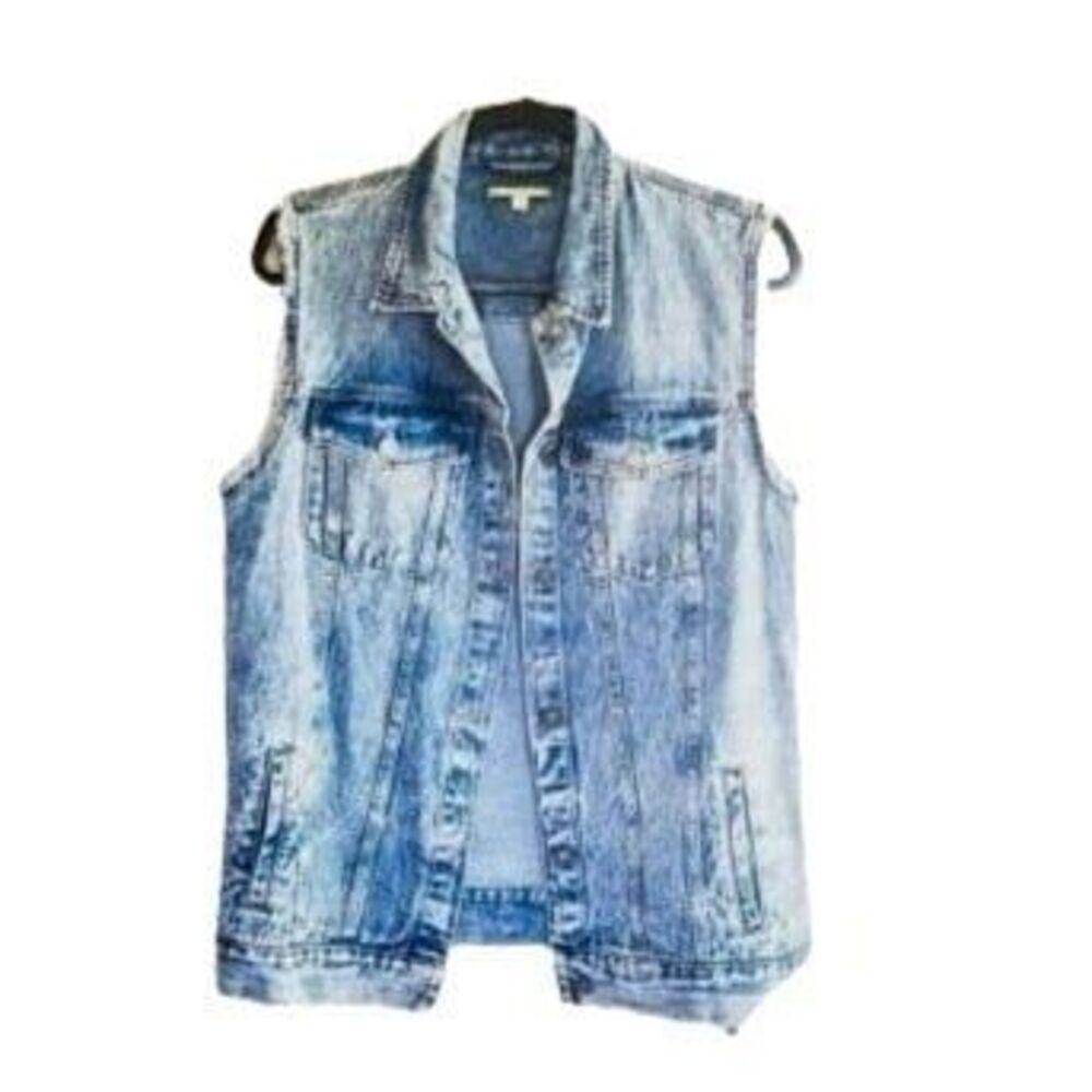 Gianni Bini Womens Vest Blue XS Acid Wash 80s /90s Y2K VTG Denim Fits like M
